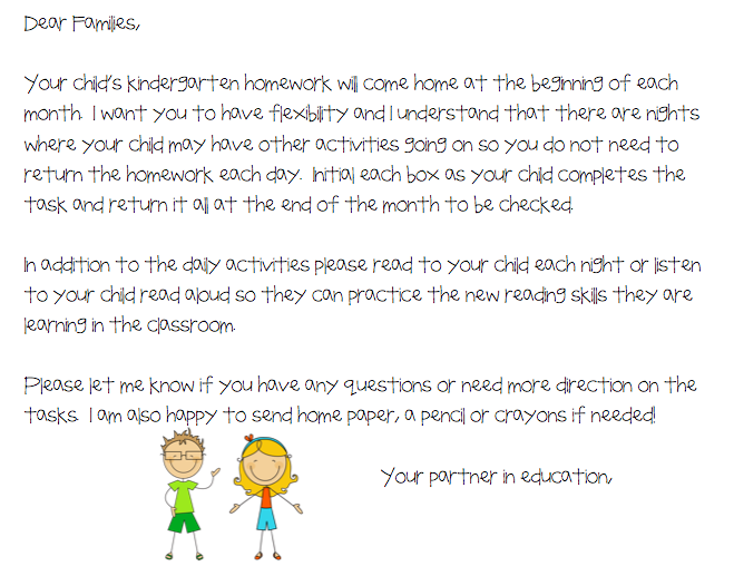 holiday homework letter